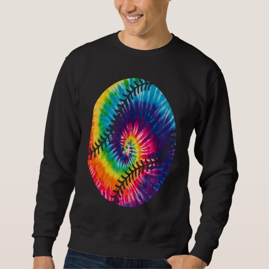 Baseball Tie Dye Rainbow Hippie Baseball Softball Sweatshirt (Vorderseite)