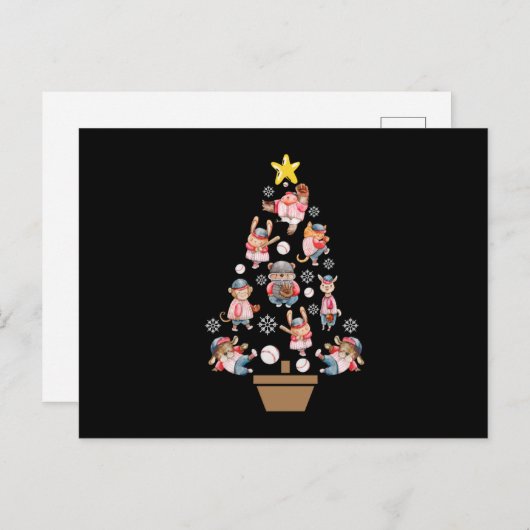 Baseball-Tiere Weihnachtsbaum Postkarte (Vorne/Hinten)