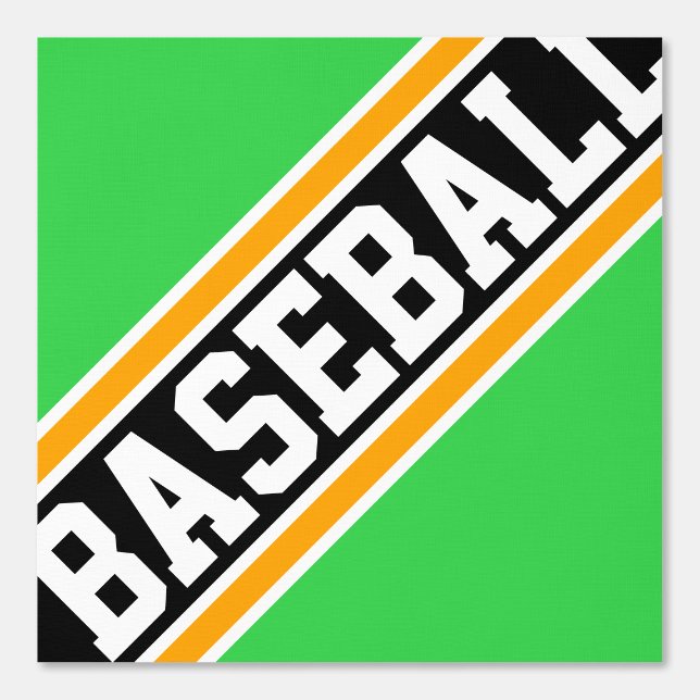 BASEBALL Tiled Bright Green Yellow Black Strips Tapete (Vorderseite)
