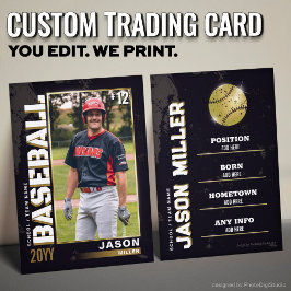 Baseball Trading Card, Baseball Player Card Gold Telefonnummerkarte