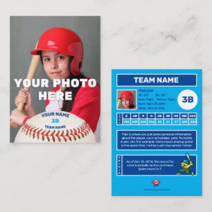 Baseball Trading Card Blue Back - Benutzerdefinier Telefonnummerkarte