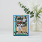 Baseball Trading Card Blue/Grn Frt - Benutzerdefin Telefonnummerkarte (Stehend Vorderseite)