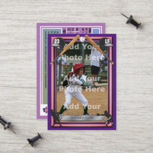 Baseball Trading Card Royal Lila - Benutzerdefinie Telefonnummerkarte
