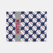 Baseball trägt personalisiertes rotes weißes Blau Fleecedecke (Vorderseite (Horizontal))