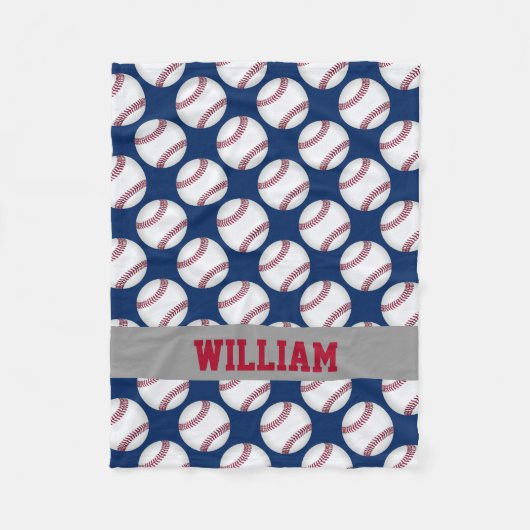 Baseball trägt personalisiertes rotes weißes Blau Fleecedecke (Vorderseite)