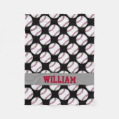 Baseball trägt personalisiertes Schwarz-weißes Rot Fleecedecke (Vorderseite)