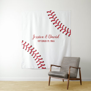 Baseball trägt Thema-Hochzeits-Hintergründe zur Wandteppich