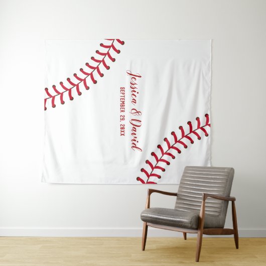 Baseball trägt Thema-Hochzeits-Hintergründe zur Wandteppich (Beispiel (Horizontal))