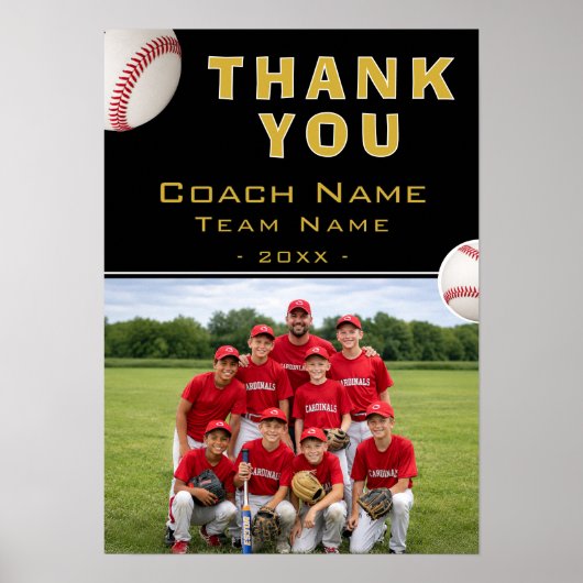 Baseball-Trainer-Teamname-Foto Poster (Vorne)