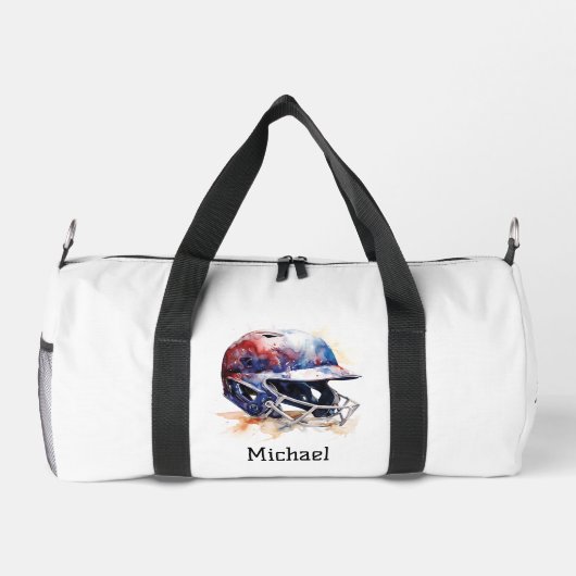 Baseball-Trainerhelm-Name oder eigener Text Duffle Bag (Rückseite)