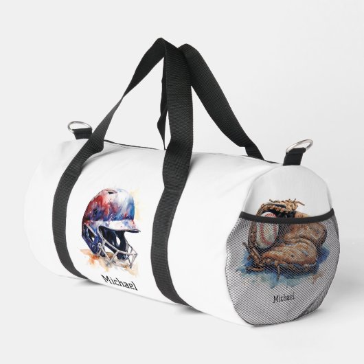 Baseball-Trainerhelm-Name oder eigener Text Duffle Bag (Rechte Ecke)