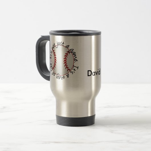 Baseball Travel Coffee Mug - SRF Reisebecher (Vorderseite Links)