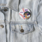 Baseball Trikot Name Rückennummer Violett Foto Button (Beispiel)