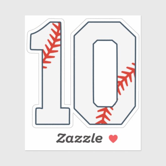 Baseball-Trikot Nummer 10 Aufkleber (Blatt)