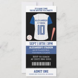 Baseball-Trikot-Ticket Geburtstagsfeier Einladung