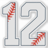 Baseball-Trikotnummer 12 Aufkleber (Vorderseite)
