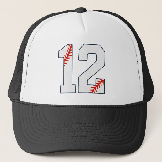 Baseball-Trikotnummer 12 Truckerkappe (Vorderseite)