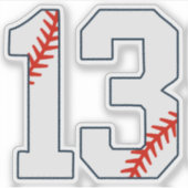 Baseball-Trikotnummer 13 Aufkleber (Vorderseite)
