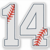 Baseball-Trikotnummer 14 Aufkleber (Vorderseite)
