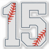 Baseball-Trikotnummer 15 Aufkleber (Vorderseite)