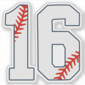 Baseball-Trikotnummer 16 Aufkleber (Vorderseite)