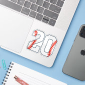 Baseball-Trikotnummer 20 Aufkleber (Laptop mit iPhone)