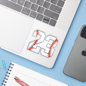 Baseball-Trikotnummer 23 Aufkleber (Laptop mit iPhone)