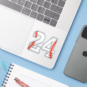 Baseball-Trikotnummer 24 Aufkleber (Laptop mit iPhone)
