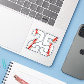 Baseball-Trikotnummer 25 Aufkleber (Laptop mit iPhone)
