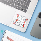 Baseball-Trikotnummer 26 Aufkleber (Laptop mit iPhone)