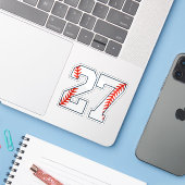 Baseball-Trikotnummer 27 Aufkleber (Laptop mit iPhone)