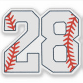 Baseball-Trikotnummer 28 Aufkleber (Vorderseite)