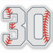Baseball-Trikotnummer 30 Aufkleber (Vorderseite)