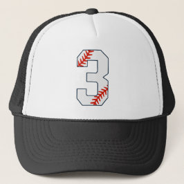 Baseball-Trikotnummer 3 Truckerkappe