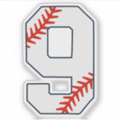 Baseball-Trikotnummer 9 Aufkleber (Vorderseite)