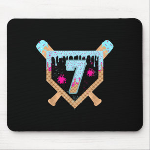 Baseball-Tropf-Eiscreme-Tropfen 7-jährig 7. Geburt Mousepad