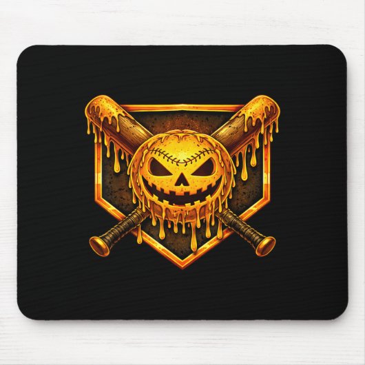 Baseball-Tropf-Kürbis-spukender Geist-Halloween-Ju Mousepad (Vorne)