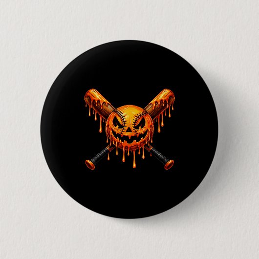Baseball-Tropf-Pumpkin-gruseliger-Geist-Halloween- Button (Vorderseite)