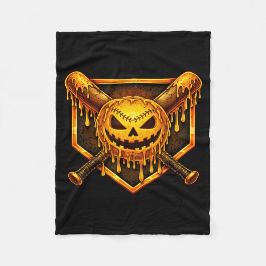 Baseball-Tropf-Pumpkin-gruseliger-Geist-Halloween- Fleecedecke (Vorderseite)
