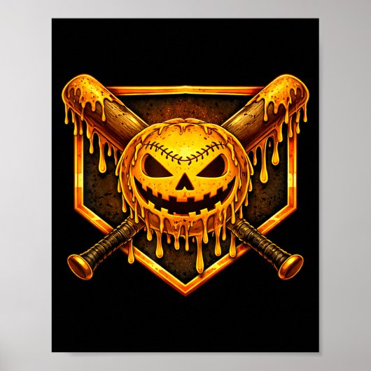 Baseball-Tropf-Pumpkin-gruseliger-Geist-Halloween- Poster (Vorne)