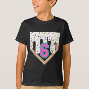 Baseball Tropfen 6. Geburtstag Zuhause Plate Boys T-Shirt