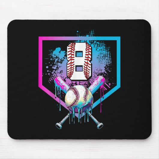 Baseball Tropfen 8. Geburtstag Zuhause Plate Boys Mousepad (Vorne)