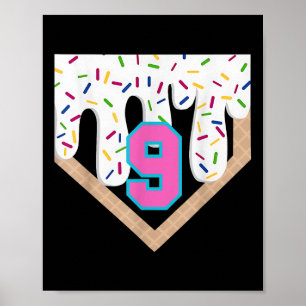 Baseball Tropfen 9. Geburtstag Zuhause Plate Boys Poster