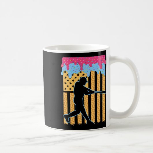 Baseball Tropfen Bat Boys Ice Creme American Flag Kaffeetasse (Rechts)