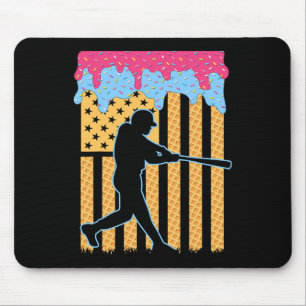 Baseball Tropfen Bat Boys Ice Creme American Flag  Mousepad