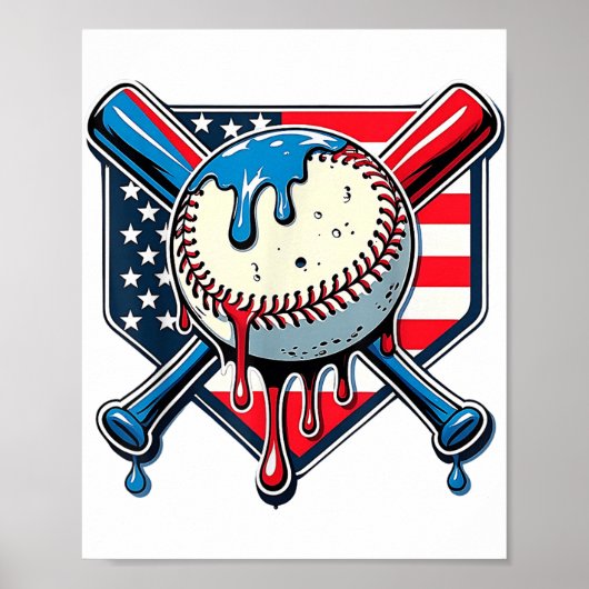 Baseball Tropfen Boy Ice Cream Patriotic American Poster (Vorne)