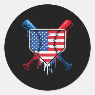 Baseball Tropfen Boys Ice Cream Patriotic American Runder Aufkleber