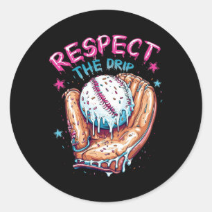Baseball-Tropfen für Boys Ice Cream respektieren d Runder Aufkleber