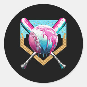 Baseball-Tropfen für Boys Ice Cream Tropfen Jugend Runder Aufkleber