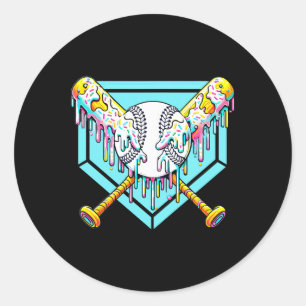 Baseball-Tropfen für Boys Ice Cream Tropfen Jugend Runder Aufkleber